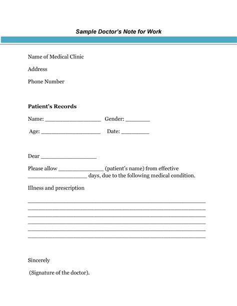 Free Doctor Note Template