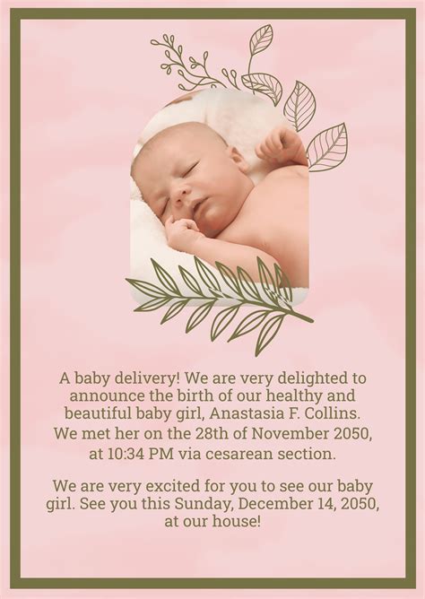 Free Editable Baby Announcement Template