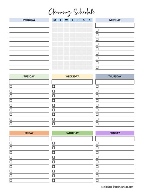 Free Editable Cleaning Schedule Template Word