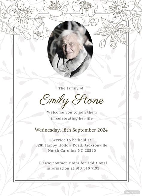 Free Editable Funeral Invitation Template