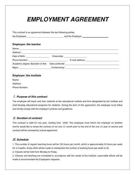 Free Employee Agreement Template