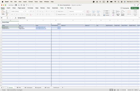 Free Excel Donation Spreadsheet Template