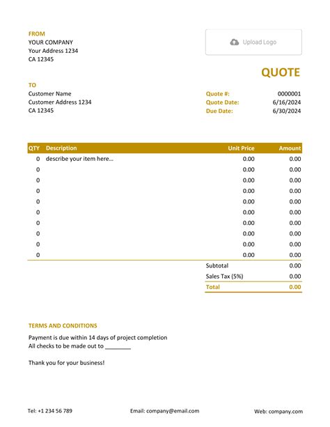 Free Excel Quote Template