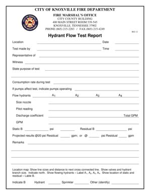 Free Fire Hydrant Service Field Report Forms Templates