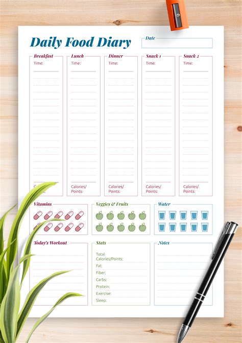 Free Food Diary Template