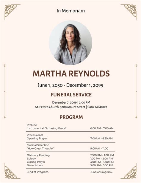 Free Funeral Program Template