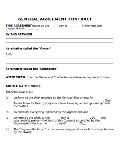 Free General Contractor Agreement Template
