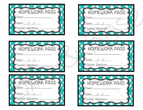 Free Homework Pass Template