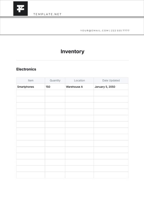 Free Inventory Checklist Template