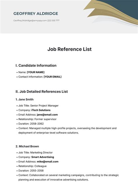 Free Job Reference Template