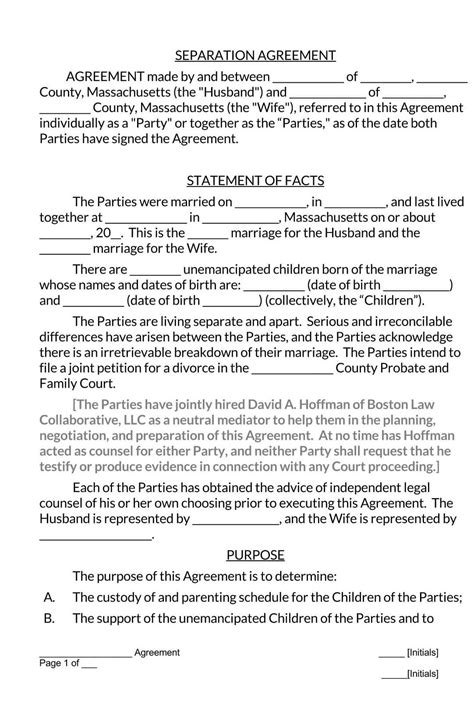 Free Legal Separation Agreement Template