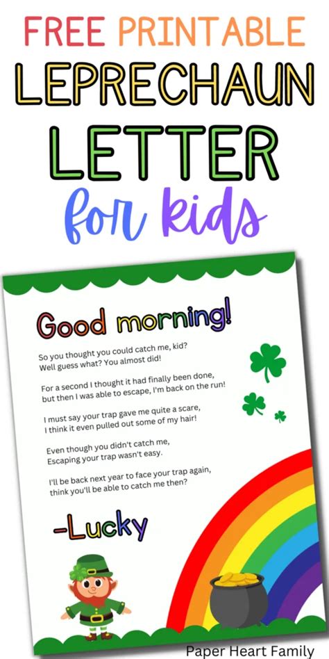 Free Leprechaun Letter To Child Printable