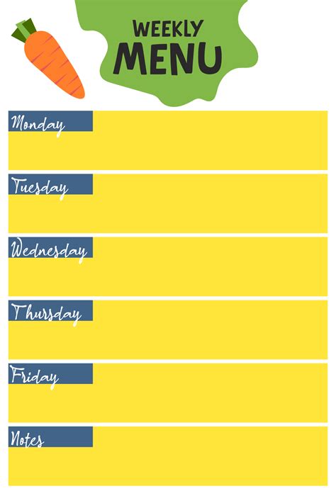 Free Lunch Menu Templates For Schools