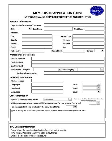 Free Membership Form Template Word
