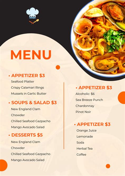 Free Menu Restaurant Template
