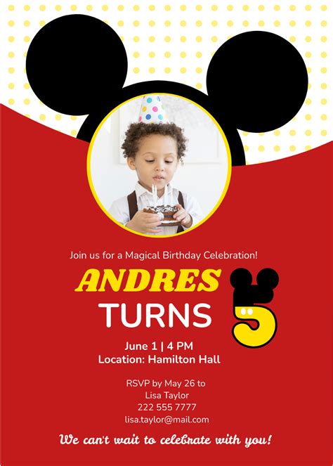 Free Mickey Mouse Template For Invitation