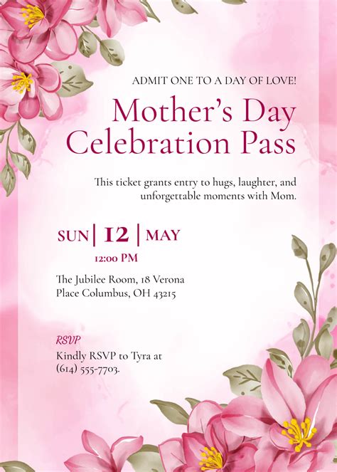 Free Mothers Day Invitation Templates