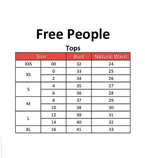 Free People Size Chart