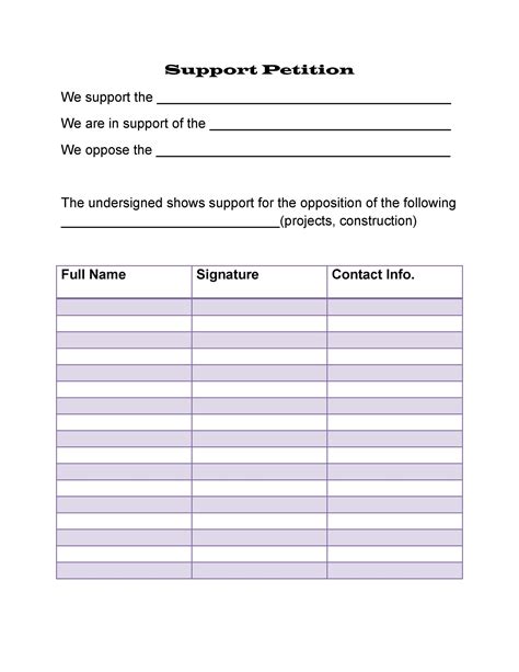 Free Petition Templates Printable