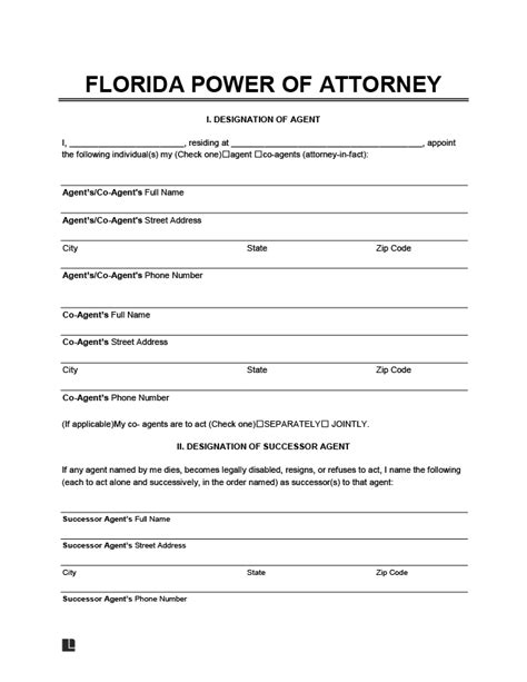 Free Power Of Attorney Template Florida