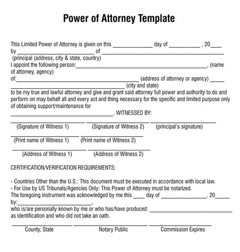 Free Power Of Attorney Template Word
