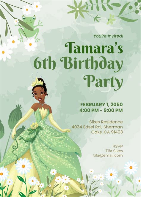 Free Princess And The Frog Invitation Template