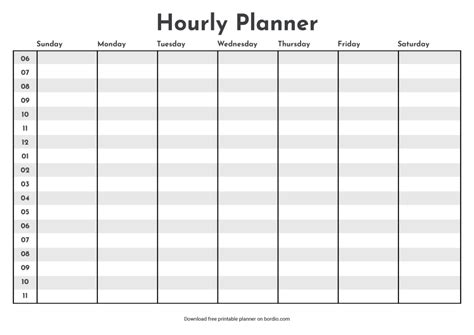 Free Printable 8 Hour Weekly Planner Sheet Sunday-saturday