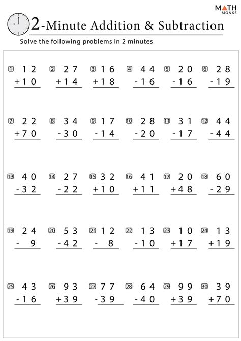 Free Printable Addition And Subtraction Worksheets For 2nd Grade