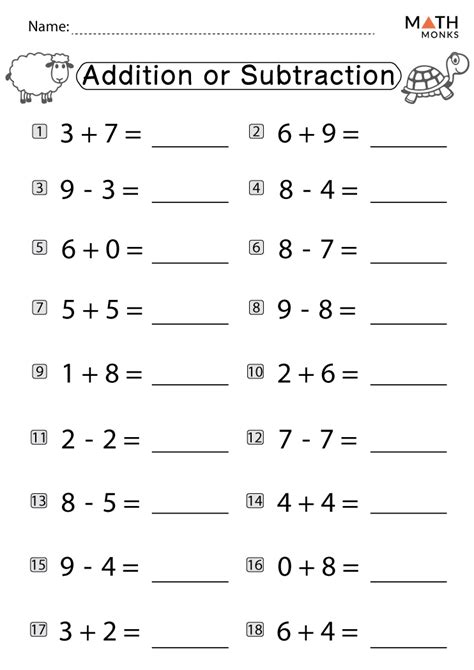 Free Printable Addition And Subtraction Worksheets For First Grade
