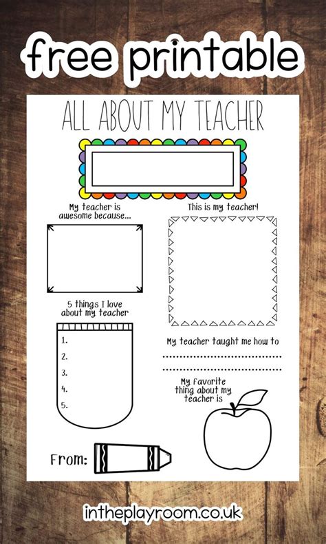 Free Printable All About Me Teacher