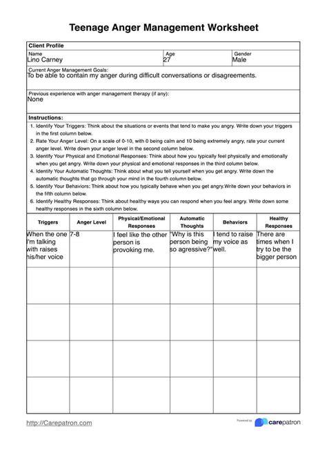 Free Printable Anger Management Worksheets For Youth