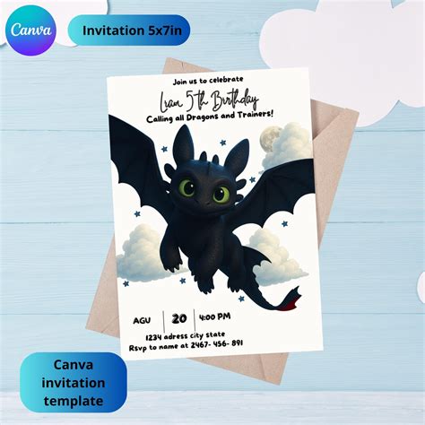 Free Printable Baby's First Birthday Dragon Invitation Template