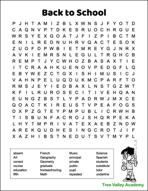 Free Printable Back To School Word Search 5th Grade