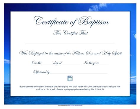 Free Printable Baptism Certificate