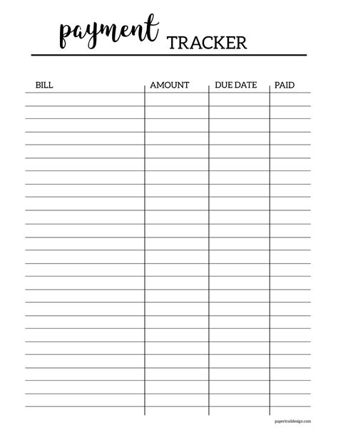 Free Printable Bill Pay Tracker