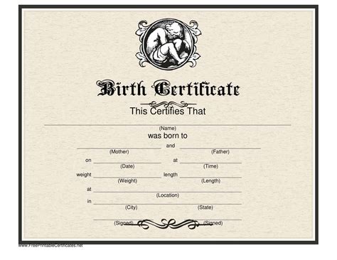 Free Printable Birth Certificate Template