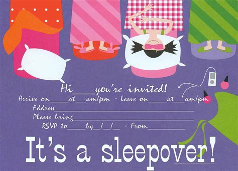 Free Printable Birthday Invitations For A Slumber Party