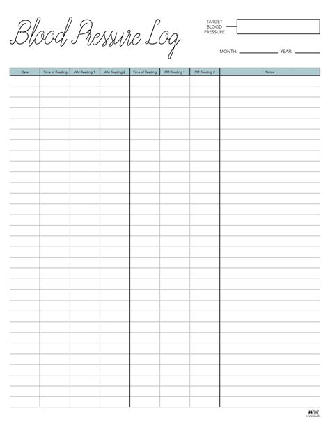 Free Printable Blood Pressure Logs