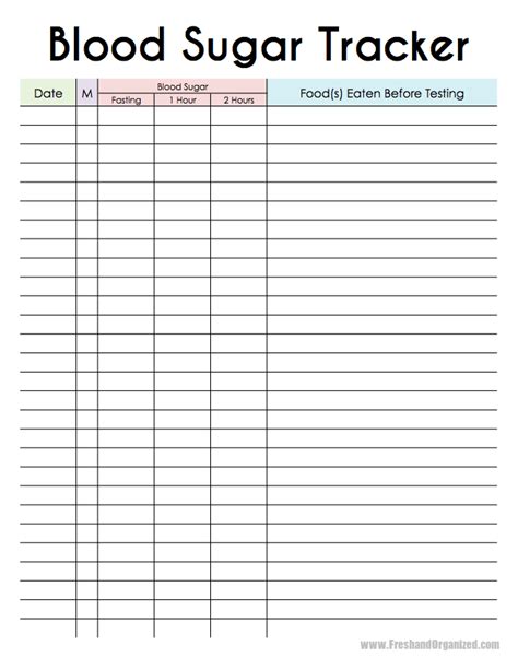 Free Printable Blood Sugar Log Sheet