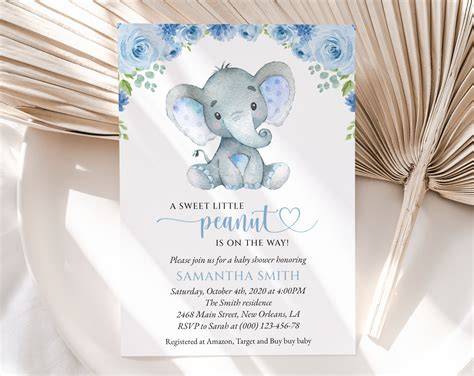 Free Printable Boy Elephant Baby Shower Invitations In Mint Green