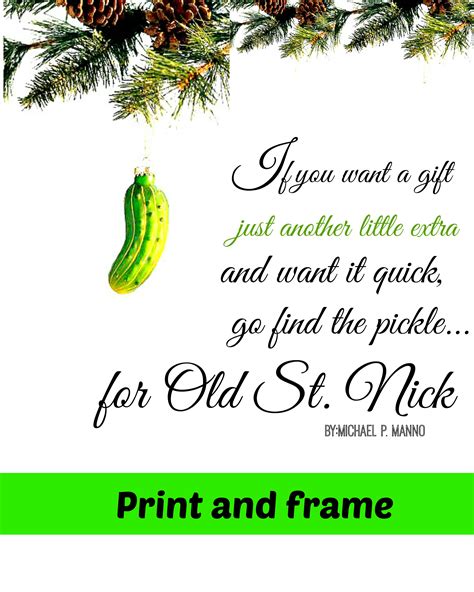 Free Printable Christmas Pickle Poem Printable