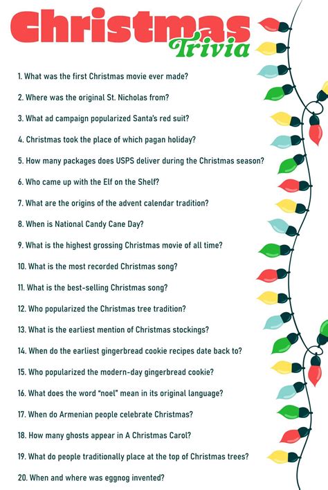 Free Printable Christmas Trivia