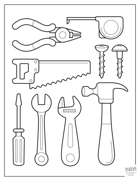 Free Printable Coloring Pages Preschool Construction Tools Screwdriver