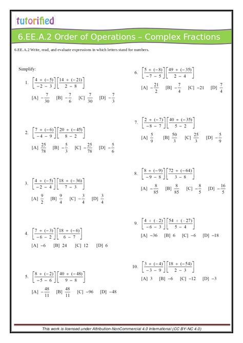 Free Printable Common Core Math Worksheets For 6th Grade