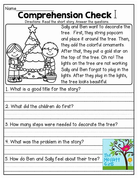 Free Printable Comprehension Worksheets