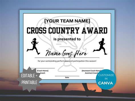 Free Printable Cross Country Certificates