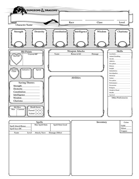 Free Printable D&d Character Sheets