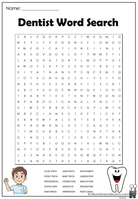 Free Printable Dental Word Search