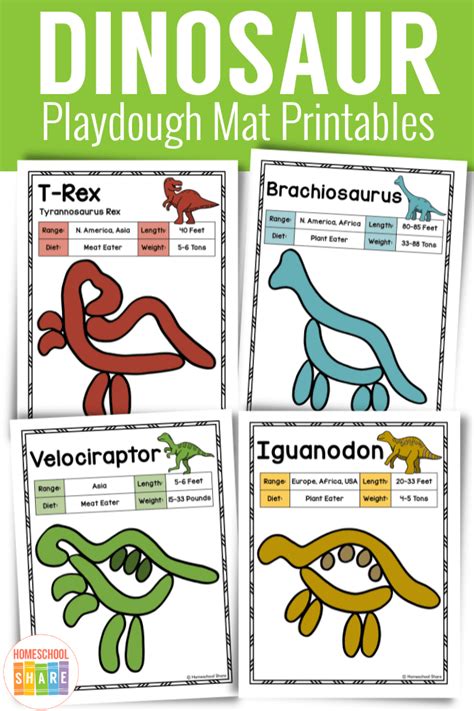 Free Printable Dinosaur Playdough Mats