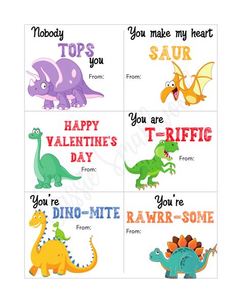 Free Printable Dinosaur Valentine Cards